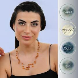 Azure Jewel 3 Sıralı Baltık Damla Kehribar Kolye -Sertifikalı - 4