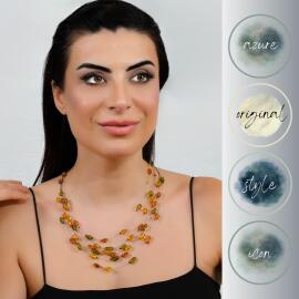 Azure Jewel 6 Sıralı Karayip ve Bal Damla Taneli Kehribar Kolye - 3