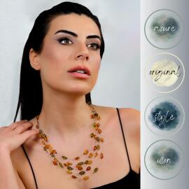 Azure Jewel 6 Sıralı Karayip ve Bal Damla Taneli Kehribar Kolye - 4