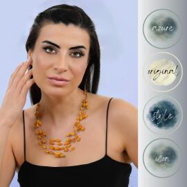 Azure Jewel 6 Sıralı Opak Baltık Damla Kehribar Kolye - 2