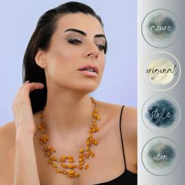 Azure Jewel 6 Sıralı Opak Baltık Damla Kehribar Kolye - 3