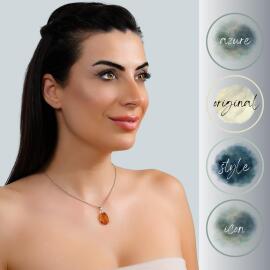 Azure Jewel Baget Kesim Hayalet Zincir Damla Kehribar Kolye - 3
