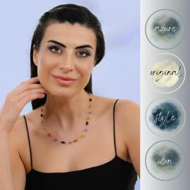 Azure Jewel Baltık Damla Kehribar Nadir Karma Renkli Kolye- Sertifikalı - 2