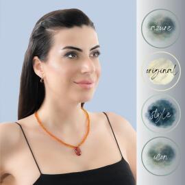 Azure Jewel Doğal Bal Damla Kehribar Kolye Ve Küpe Seti - 2