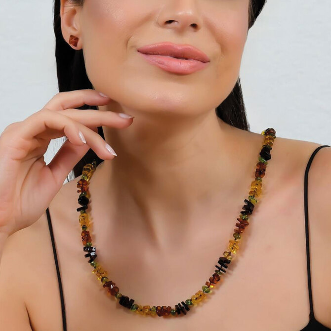 Doğal Baltık Damla Kehribar Kolye Ve Küpe Seti Sertifikalı - Azure Jewel