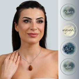 Azure Jewel Doğal Fosil Damla Kehribar Kolye - 2