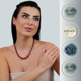 Azure Jewel Elmas Kesim Yakut Rengi Kehribar Kolye ve Yüzük Seti - 2