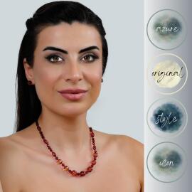 Azure Jewel Elmas Kesim Yakut Rengi Kehribar Kolye ve Yüzük Seti - 3