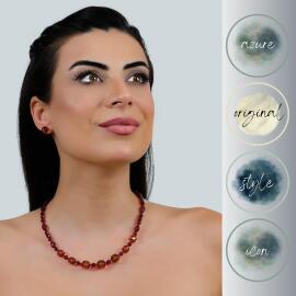 Azure Jewel Elmas Kesim Yakut Rengi Kehribar Kolye ve Yüzük Seti - 4