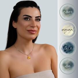 Azure Jewel Hayalet Zincir Damla Kehribar Kolye Baltık Sarı - 2