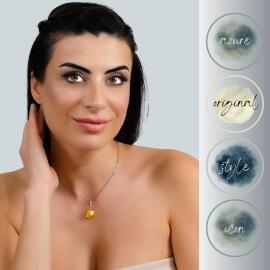 Azure Jewel Hayalet Zincir Damla Kehribar Kolye Baltık Sarı - 3