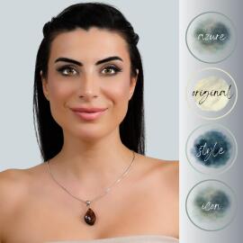 Azure Jewel Hayalet Zincir Damla Kehribar Kolye Koyu Amber - 3