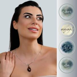Azure Jewel Hayalet Zincir Damla Kehribar Kolye Koyu Amber - 4