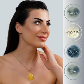 Azure Jewel Hayalet Zincir Saf Damla Kehribar Kolye - 3