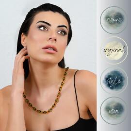 Azure Jewel Karayip Damla Kehribar Kolye Ve Küpe Seti Yeşilin Büyüsü - Sertifikalı - 2