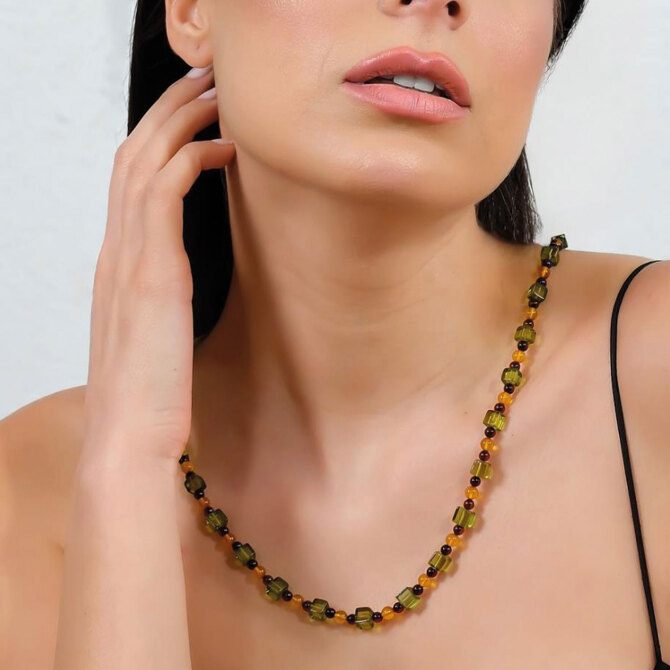 Karayip Damla Kehribar Kolye Yeşilin Büyüsü - Azure Jewel