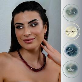 Azure Jewel Yakut Damla Kehribar Kolye ve Küpe Seti - 3