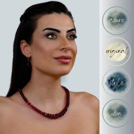 Azure Jewel Yakut Damla Kehribar Kolye ve Küpe Seti - 4