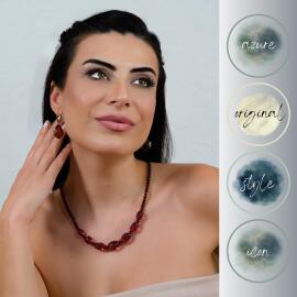 Azure Jewel Yakut Rengi Işık Hüzmesi Kehribar Kolye ve Yüzük Seti - 2