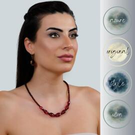 Azure Jewel Yakut Rengi Işık Hüzmesi Kehribar Kolye ve Yüzük Seti - 3