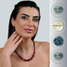 Azure Jewel Yakut Rengi Işık Hüzmesi Kehribar Kolye ve Yüzük Seti - 4