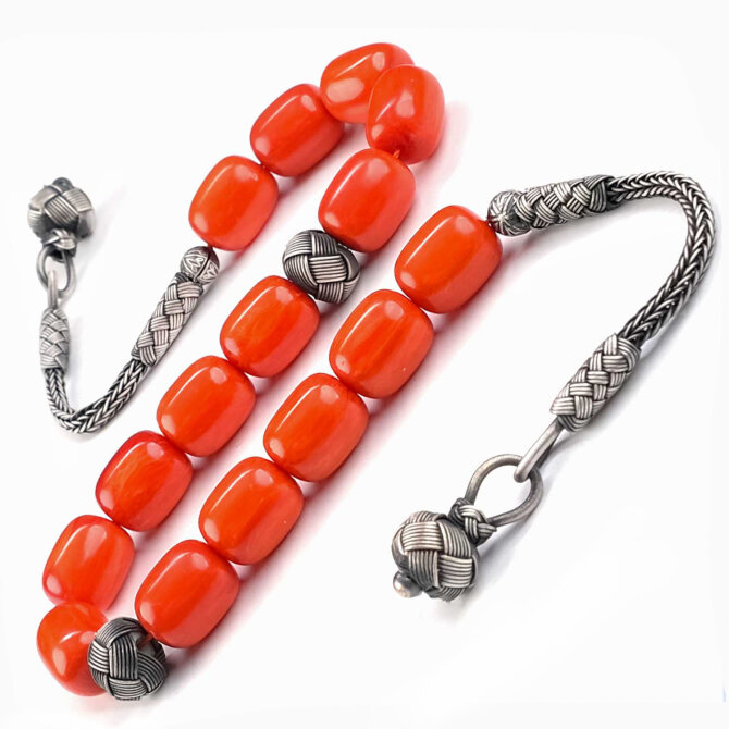 Baba Atölye Tasarımı Kazaz Sıkma Zaza Kehribar Tesbih - Tesbihcibaba