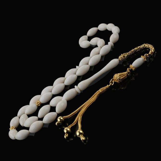 Baba Atölyeden Beyzi Gold Renk Deve Kemiği Tesbih - Tesbihcibaba