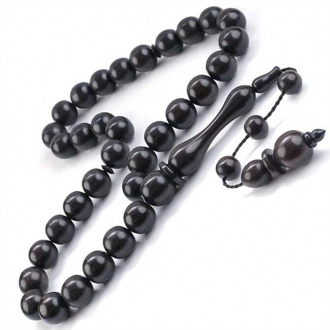 Baba Atölyeden İri Boy Misket Abanoz Ağacı Tesbih - Tesbihcibaba