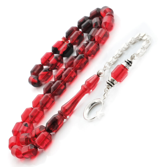 Baba Atölyeden Keyif Serisi Gece Kızılı Ateş Kehribar Tesbih - Tesbihcibaba