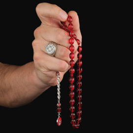 Baba Atölyeden Nakkaş Ateş Kehribarı Tesbih - 2