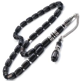 Baba Atölyeden Nakkaş Gümüş Tasarım Abanoz Ağacı Tesbih - 1