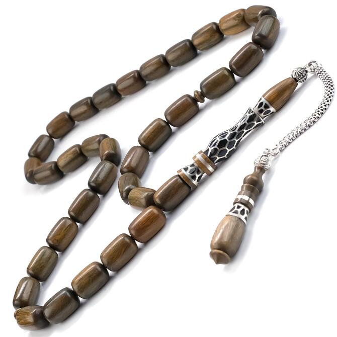 Baba Atölyeden Nakkaş Gümüş Tasarım Pelesenk Ağacı Tesbih - Tesbihcibaba