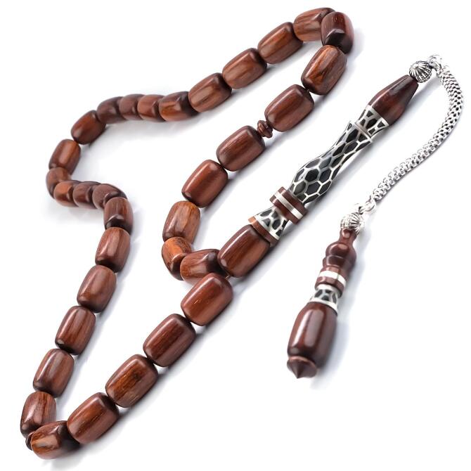 Baba Atölyeden Nakkaş Gümüş Tasarım Yılan Ağacı Tesbih - Tesbihcibaba