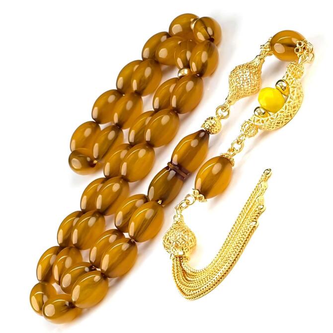 Baba Atölyeden Old Class Damarlı Yapısıyla Sıkma Kehribar Tesbih - Tesbihcibaba