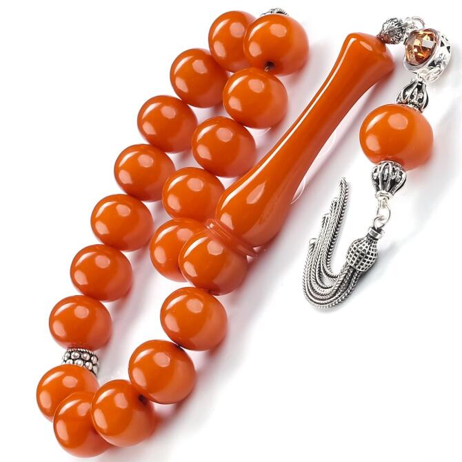 Baba İmame Sıkma Kehribar Maskot Tesbih - Tesbihcibaba