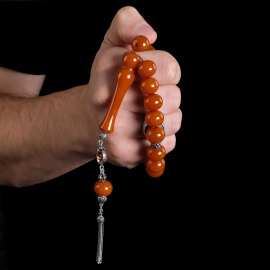 Baba İmame Sıkma Kehribar Maskot Tesbih - 3