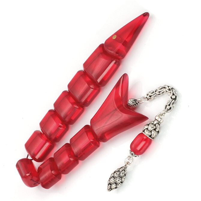 Balık Model Gümüş Kamçı Ateş Kehribarı Tesbih - Tesbihcibaba