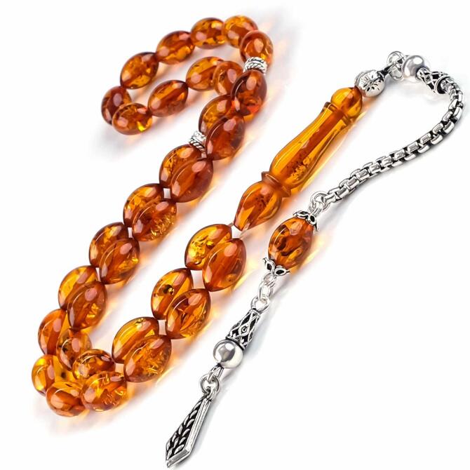 Baltık İncisi Bal Damla Tek Zincir Has Kehribar Tesbih - Tesbihcibaba