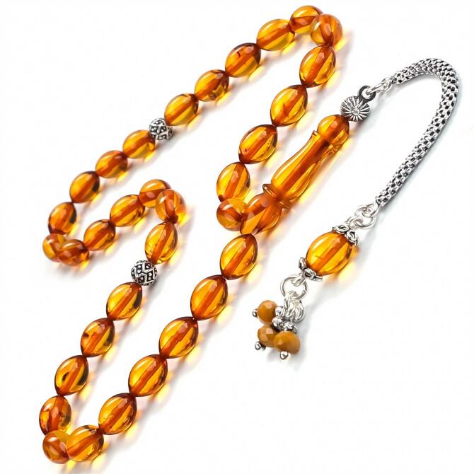 Baltık İncisi Bal Kestanesi Damla Kehribar Tesbih - Tesbihcibaba