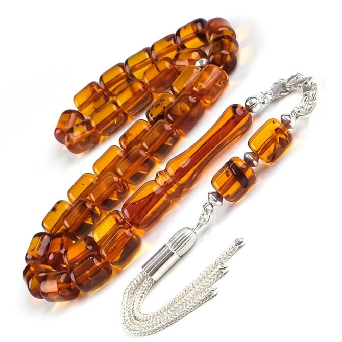 Baltık İncisi Basık Kapsül Sertifikalı Damla Kehribar Tesbih - Tesbihcibaba