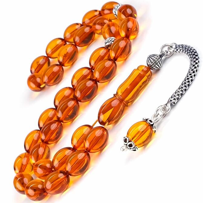 Baltık İncisi Beyzi Tek Zincir Damla Kehribar Tesbih - Tesbihcibaba