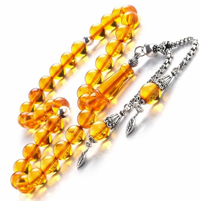 Baltık İncisi Çiftli Püskül Damla Kehribar Tesbih - Tesbihcibaba