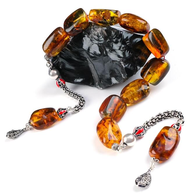 Baltık İncisi Doğal Yapııda Zaza Damla Kehribar Tesbih - Tesbihcibaba