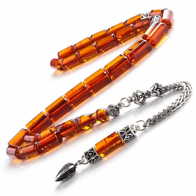 Baltık İncisi Kesme Model Damla Kehribar Tesbih - Tesbihcibaba