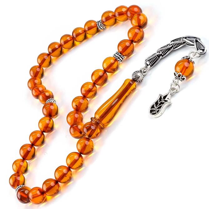 Baltık İncisi Kestane Renk Bilek Boy Damla Kehribar Tesbih - Tesbihcibaba