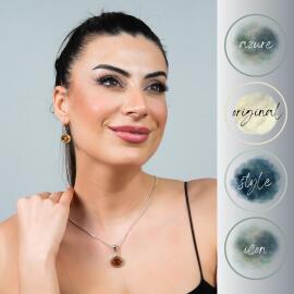 Baltık İncisi Kolye Küpe Kehribar Seti - 4
