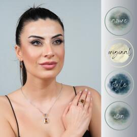 Baltık İncisi Kolye Küpe Yüzük Ve Bileklik Kehribar Seti - 3