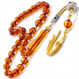 Baltık İncisi Kristal Kesim Damla Kehribar Tesbih - Tesbihcibaba