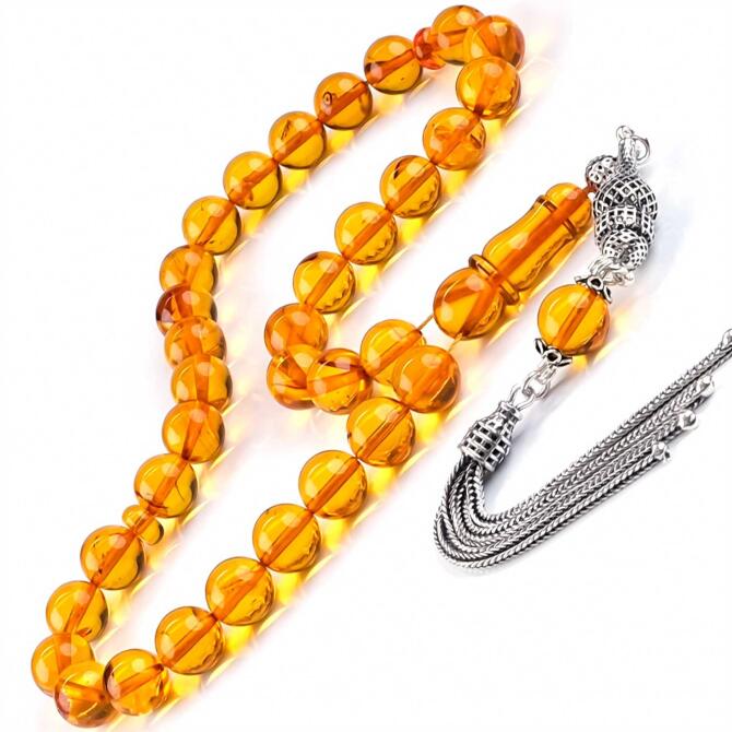 Baltık İncisi Misket Bal damla Kehribar Tesbih - Tesbihcibaba