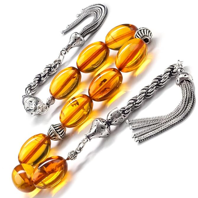 Baltık İncisi Örme Zincir Damla Kehribar Zaza Tesbih - Tesbihcibaba